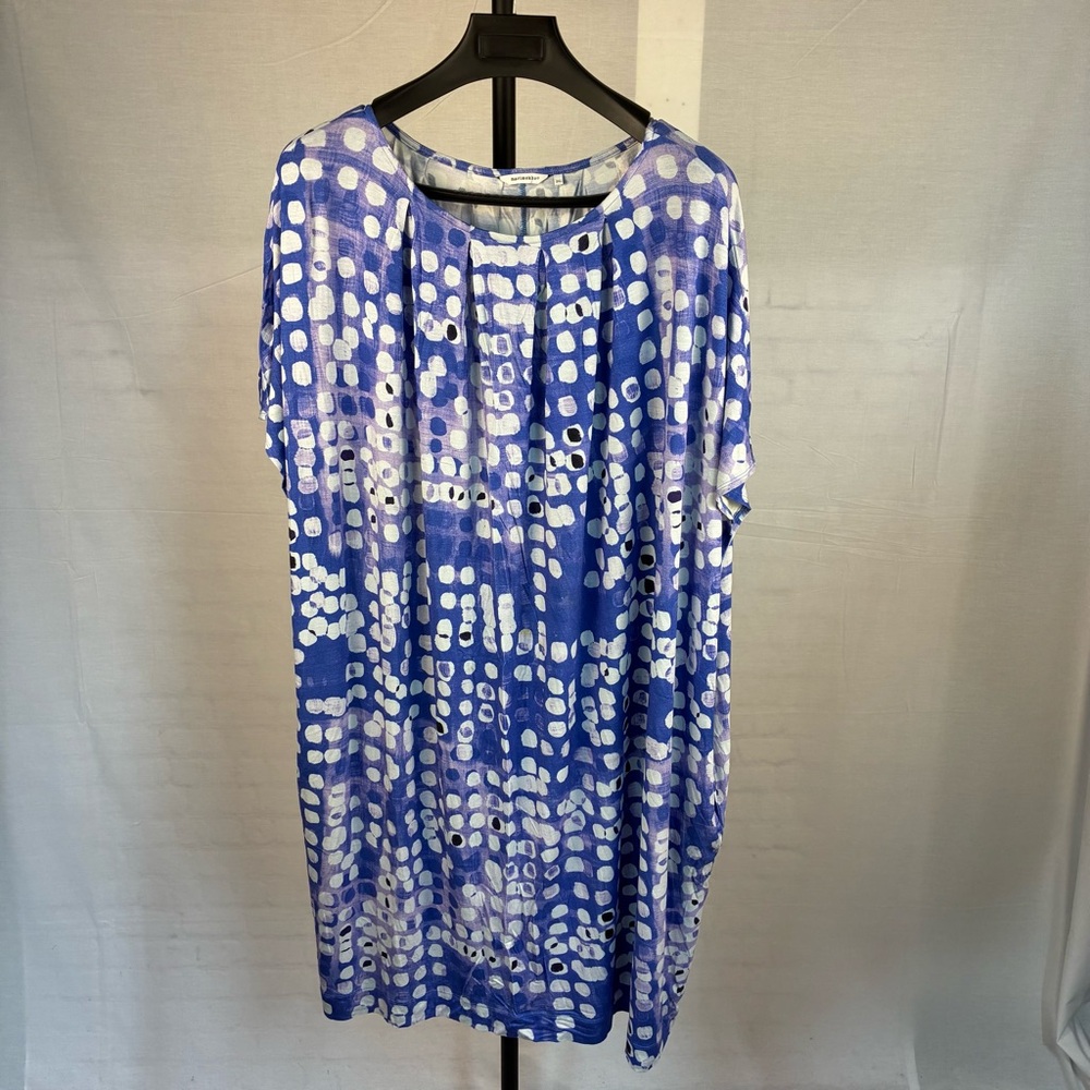 Marimekko Papu Blue Floral Jersey Dress 2XL